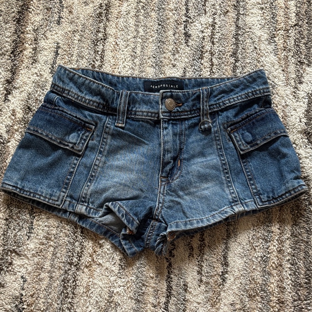 Aeropostale Blue Denim Cargo Pocket Shorts